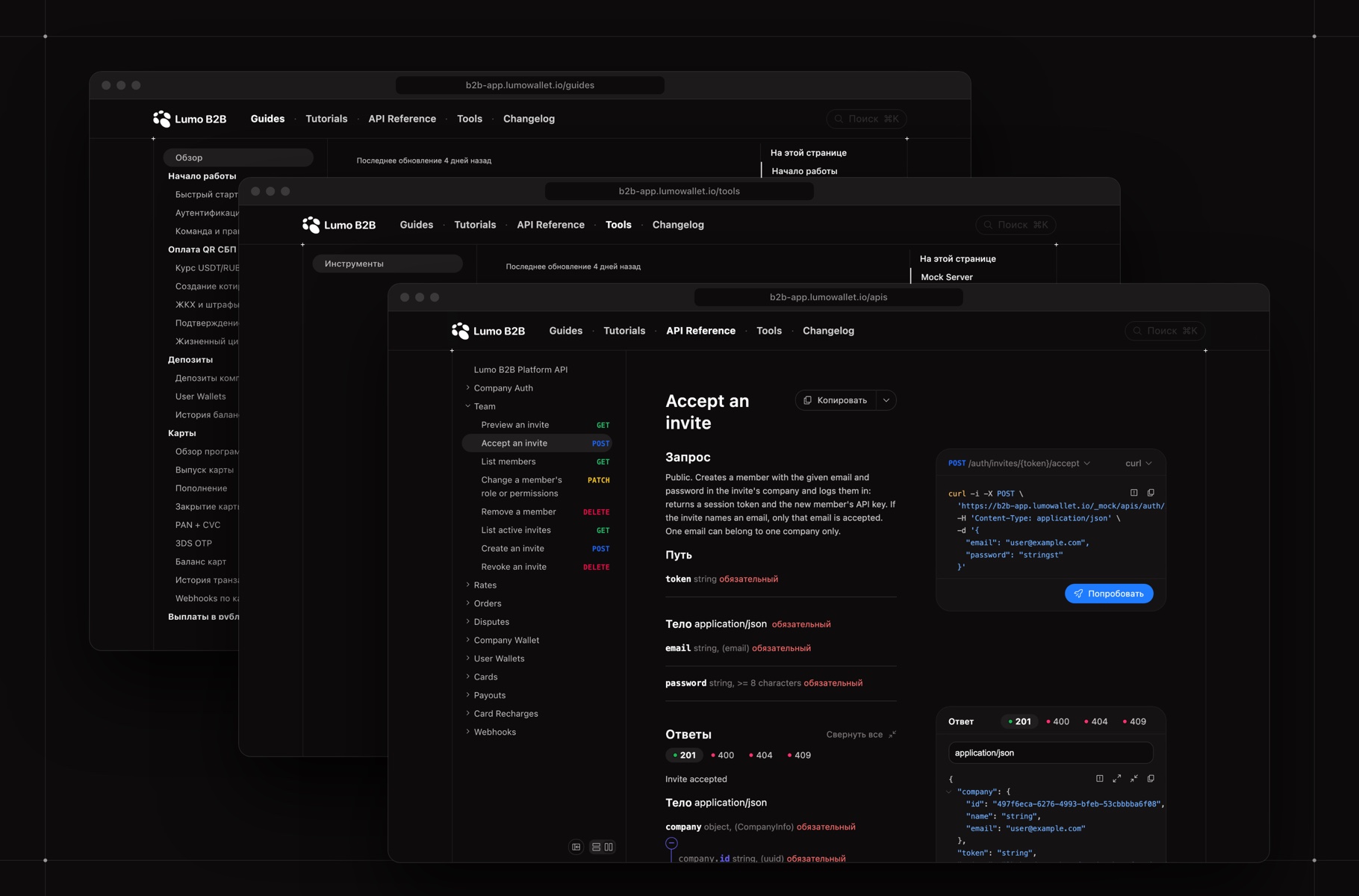 Документация Lumo B2B: руководства, инструменты и справочник API
